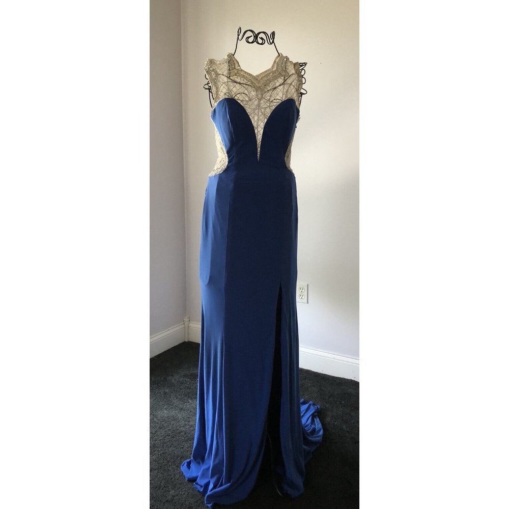 Cinderella Divine PROM EVENING BALL GOWN DRESS  Royal BLUE Sequin Sz 6